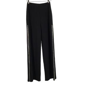 LULU'S SZ S Catch Me Sparkling Black Rhinestone Side Slit Wide-Leg Pants NEW B44